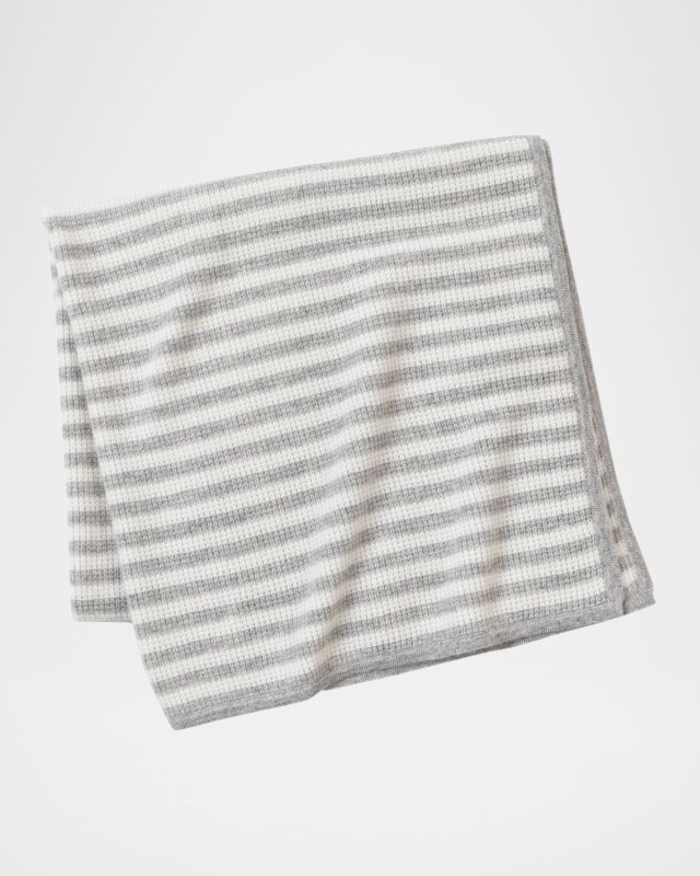 Pure Cashmere Thermal Stripe Baby Blanket